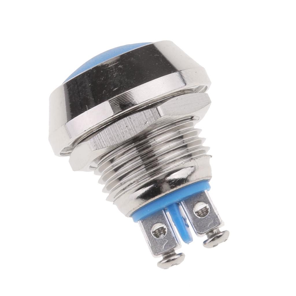 12mm Round Metal SPST Momentary Push Button Switch 1NO P67 Waterproof Blue