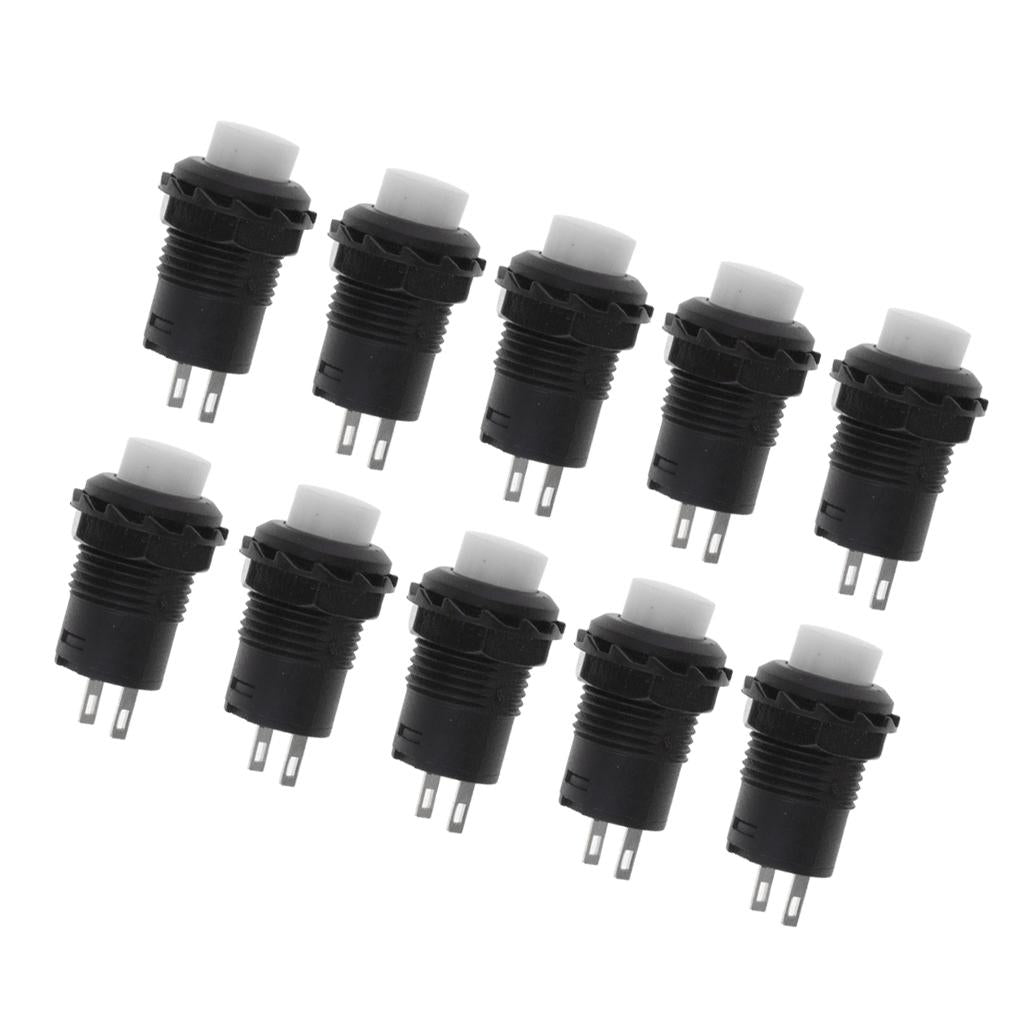 10 Pieces 16mm AC 125V 3A Waterproof Momentary Push Button Switch White