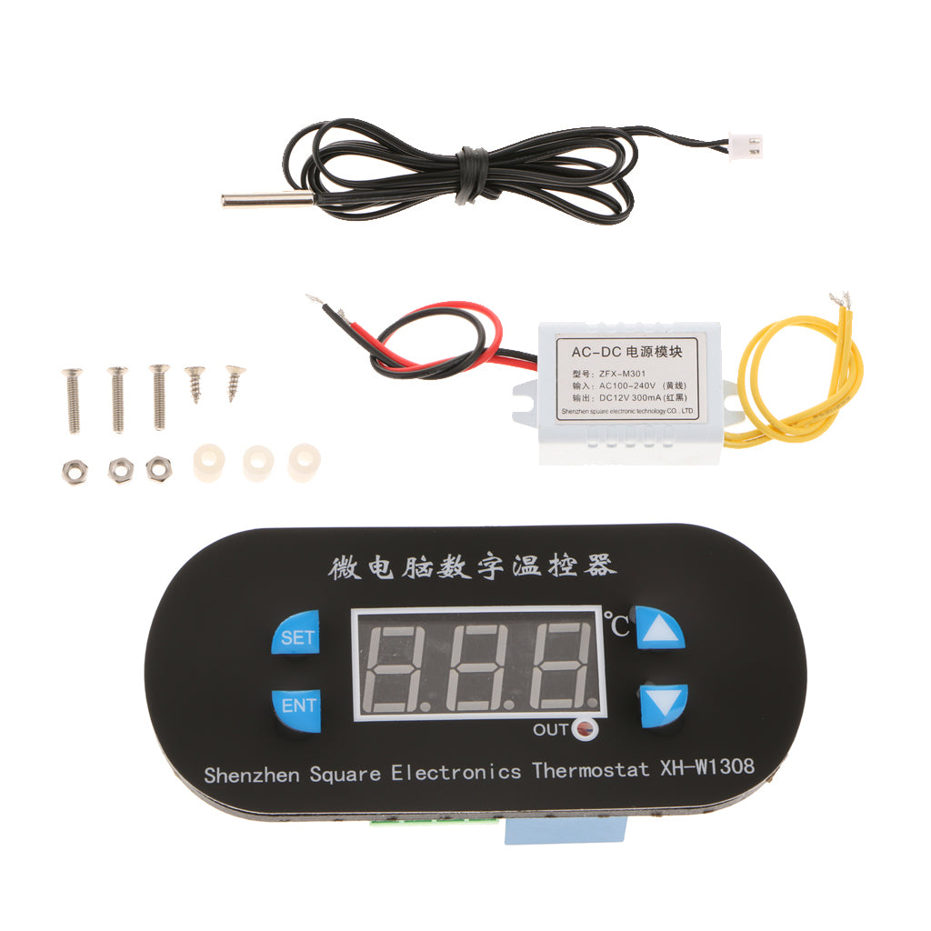 LCD Digital Temperature Controller Thermostat with Probe 220V Red Light
