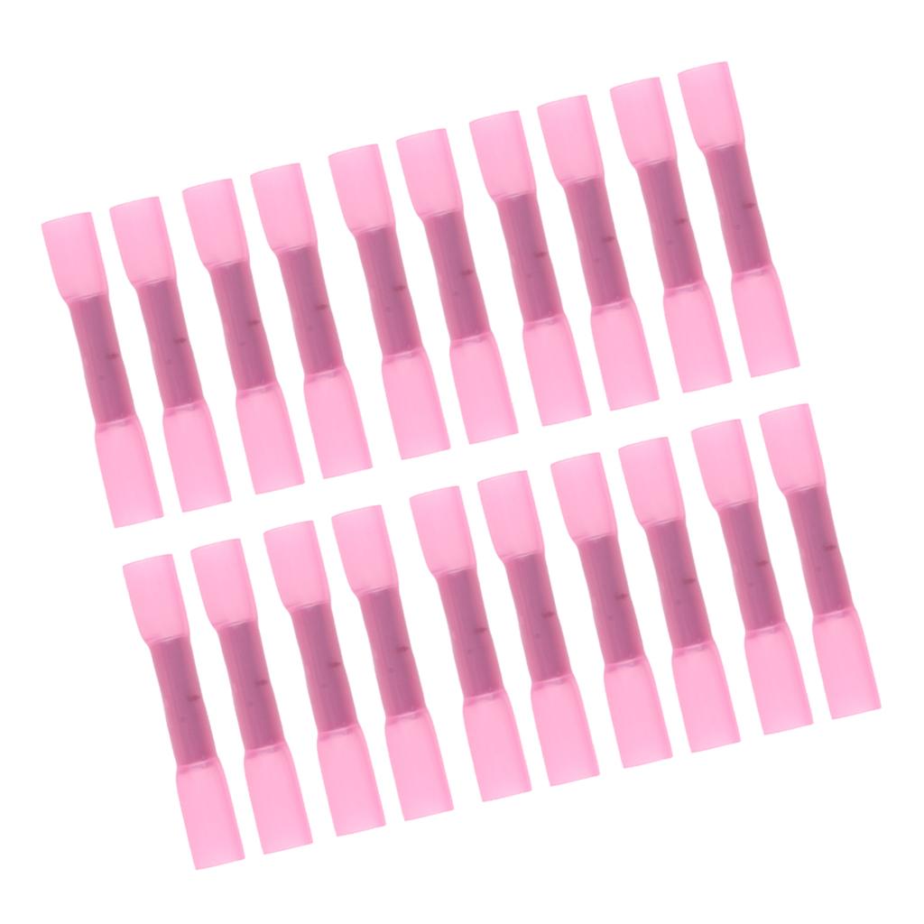 20 Pieces Heat Shrink Butt Crimp Terminals Wire Connectors AWG 22-16 Pink