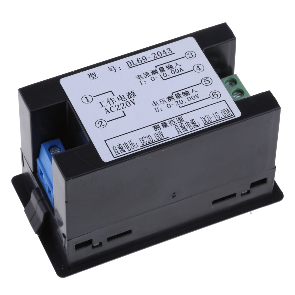 Dual Digital DC Voltmeter Ammeter LED Volt Ampere Meter Gauge DC 0-20V 10A