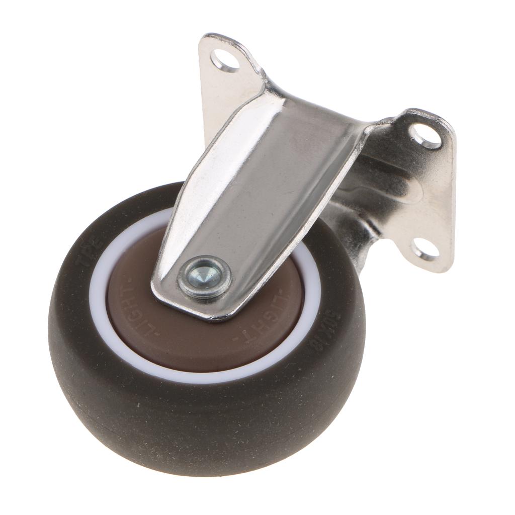 Heavy Duty Rubber Castor Trolley Wheel Industrial Caster Fixed Plate 2 Inch