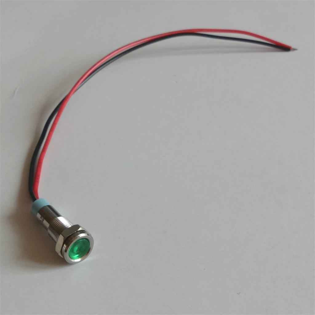 24V 6mm Signal Power Supply LED Metal Indicator Light Lamp Pre-Wired Green