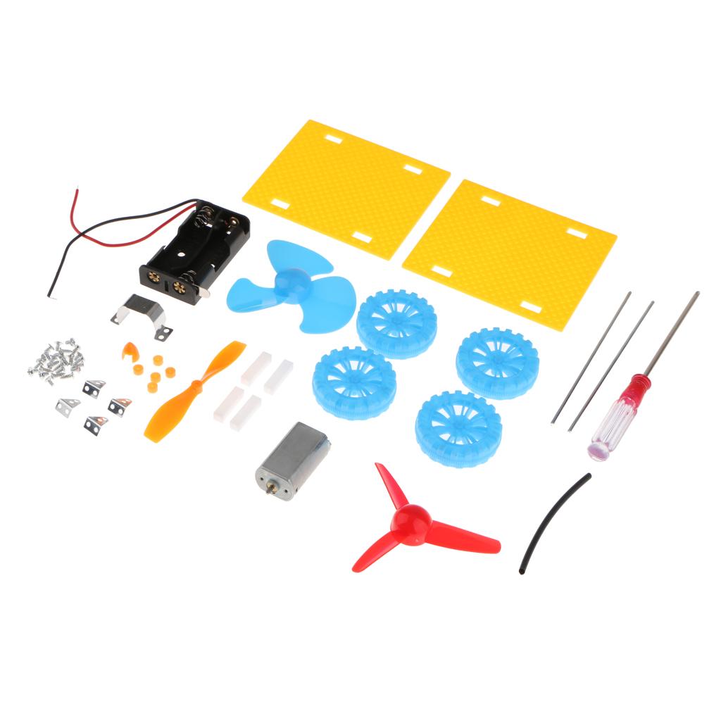 DIY Assembled Solar Wooden Toy Lunar Rover Car With Solar Plane & Motor