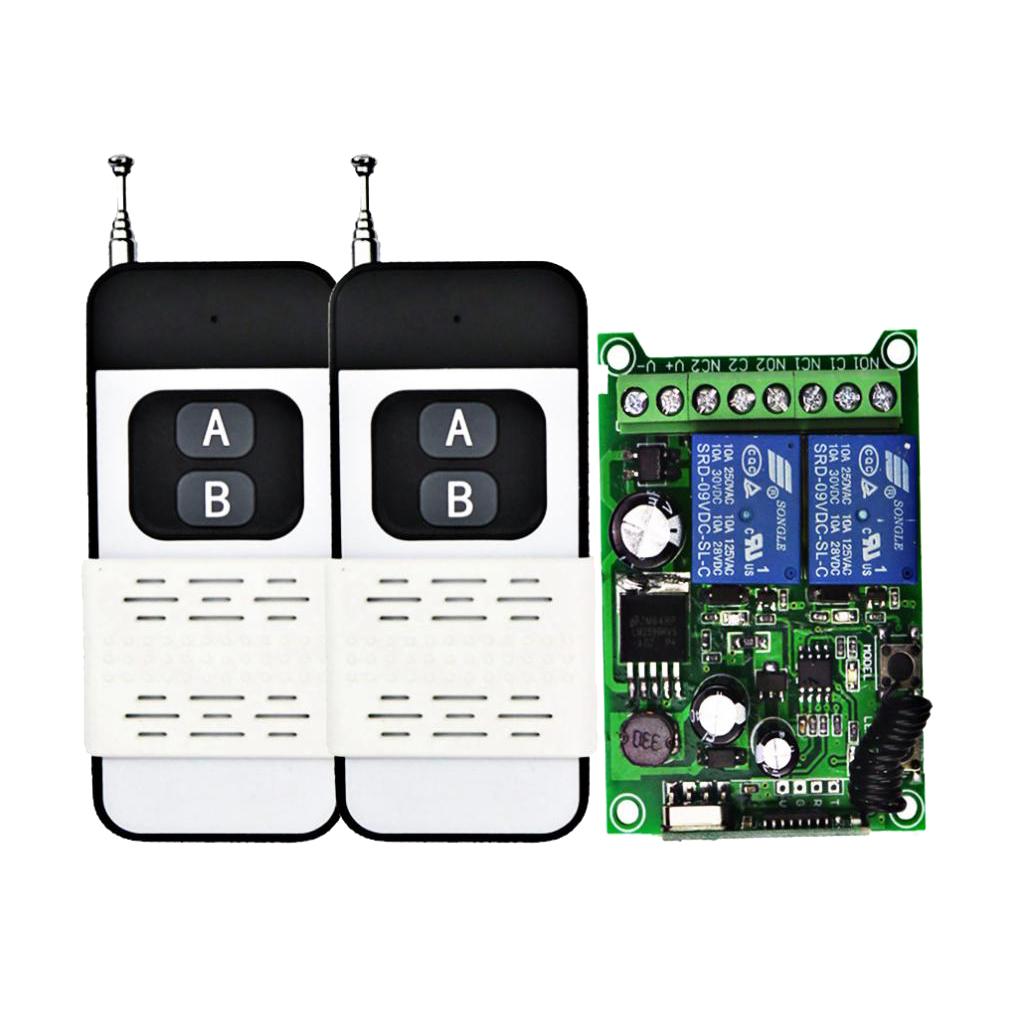 433MHZ DC12V-48V Wireless Remote Control Switch 2CH Relay Receiver 2 Button