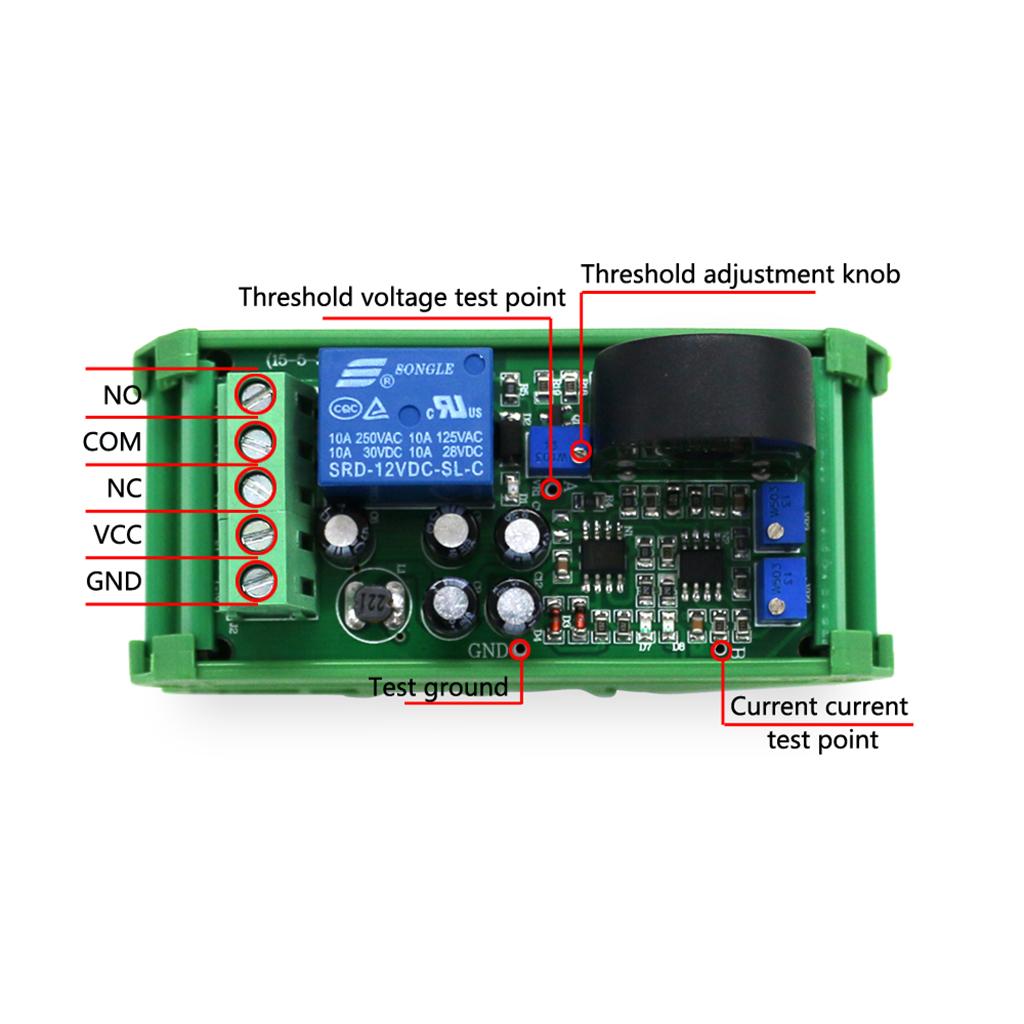 AC Current Detection Module 0-20A Range Linear Adjustable Switching Output