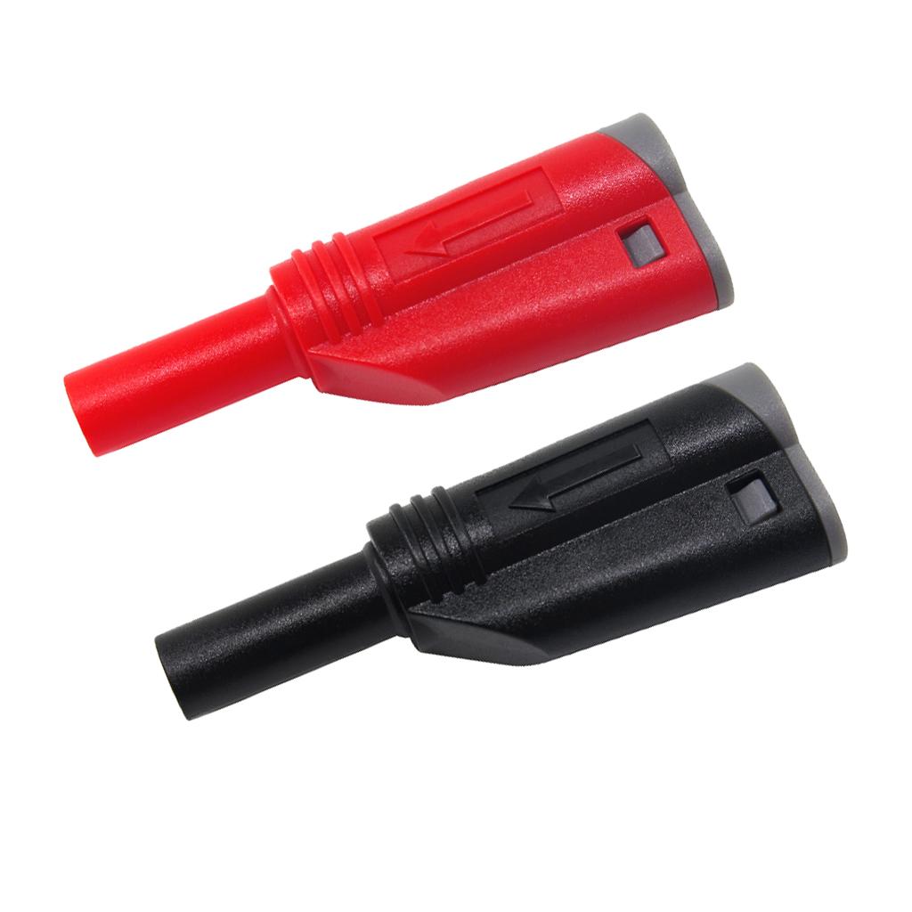2 Pieces P3005 4mm Stack Safety Banana Plug Multimeter Connectors Black+Red
