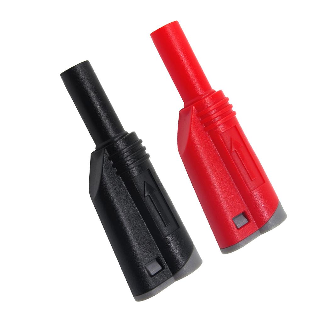 2 Pieces P3005 4mm Stack Safety Banana Plug Multimeter Connectors Black+Red