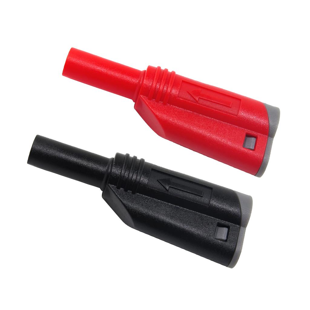 2 Pieces P3005 4mm Stack Safety Banana Plug Multimeter Connectors Black+Red