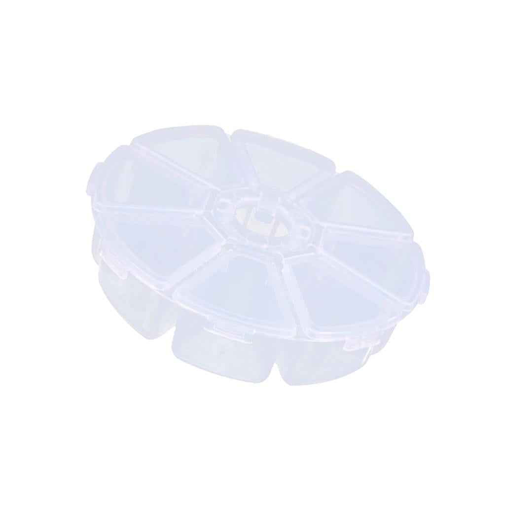 8 Grids Round Transparent Electronic Components Storage Assorting Box with Buckle Lids