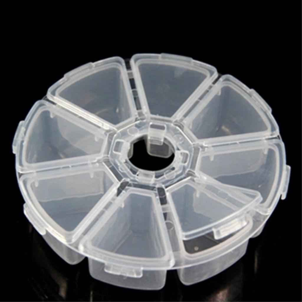 8 Grids Round Transparent Electronic Components Storage Assorting Box with Buckle Lids