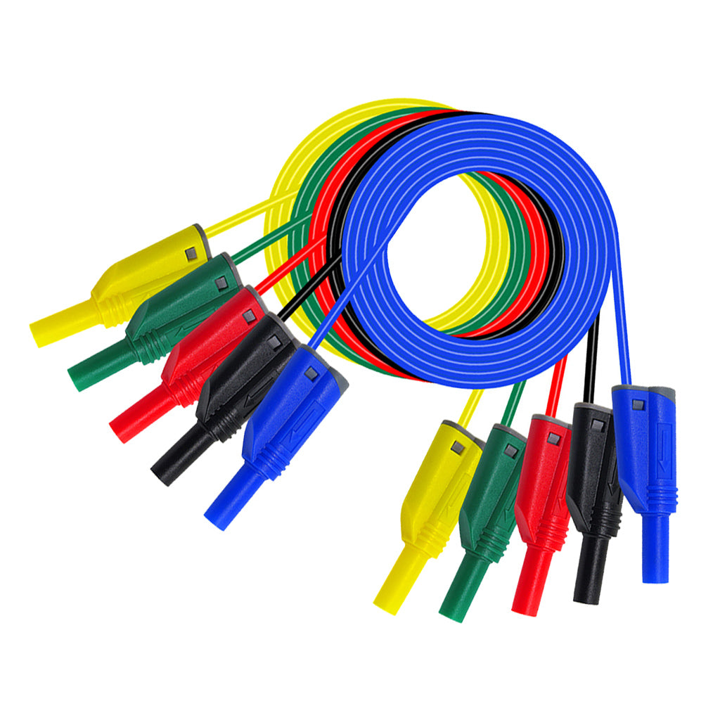 5Pc Stackable 4mm Banana to Banana Plug Socket Test Lead 14awg Silicone Wire