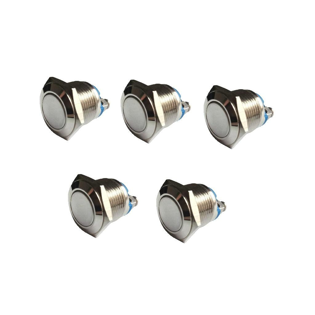 16mm Waterproof Self-reset Doorbell Push Button Switch Copper Contact-5 Pack