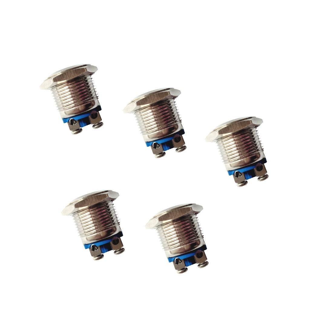 16mm Waterproof Self-reset Doorbell Push Button Switch Copper Contact-5 Pack