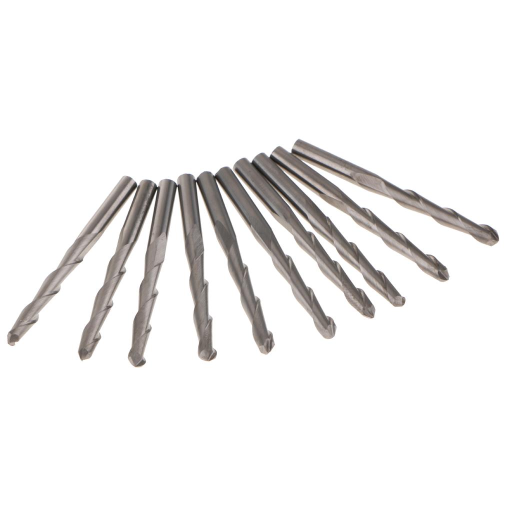10Pcs 3.175mm Tungsten Steel 2 Flute Spiral Bit End Mills 22mm Cutting Edge