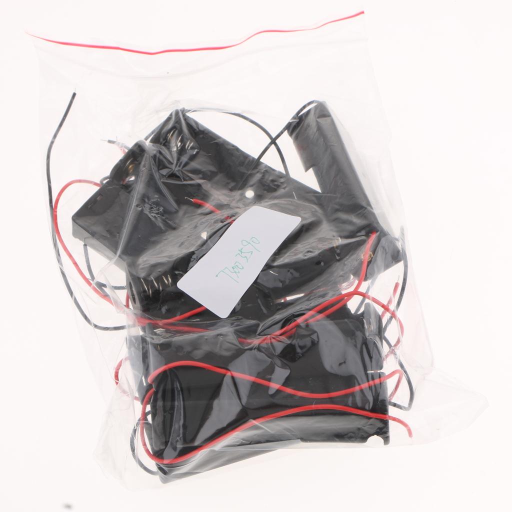 9Pc Wire Lead Battery Storage Box Case Holder for 18650 Single Battery Black