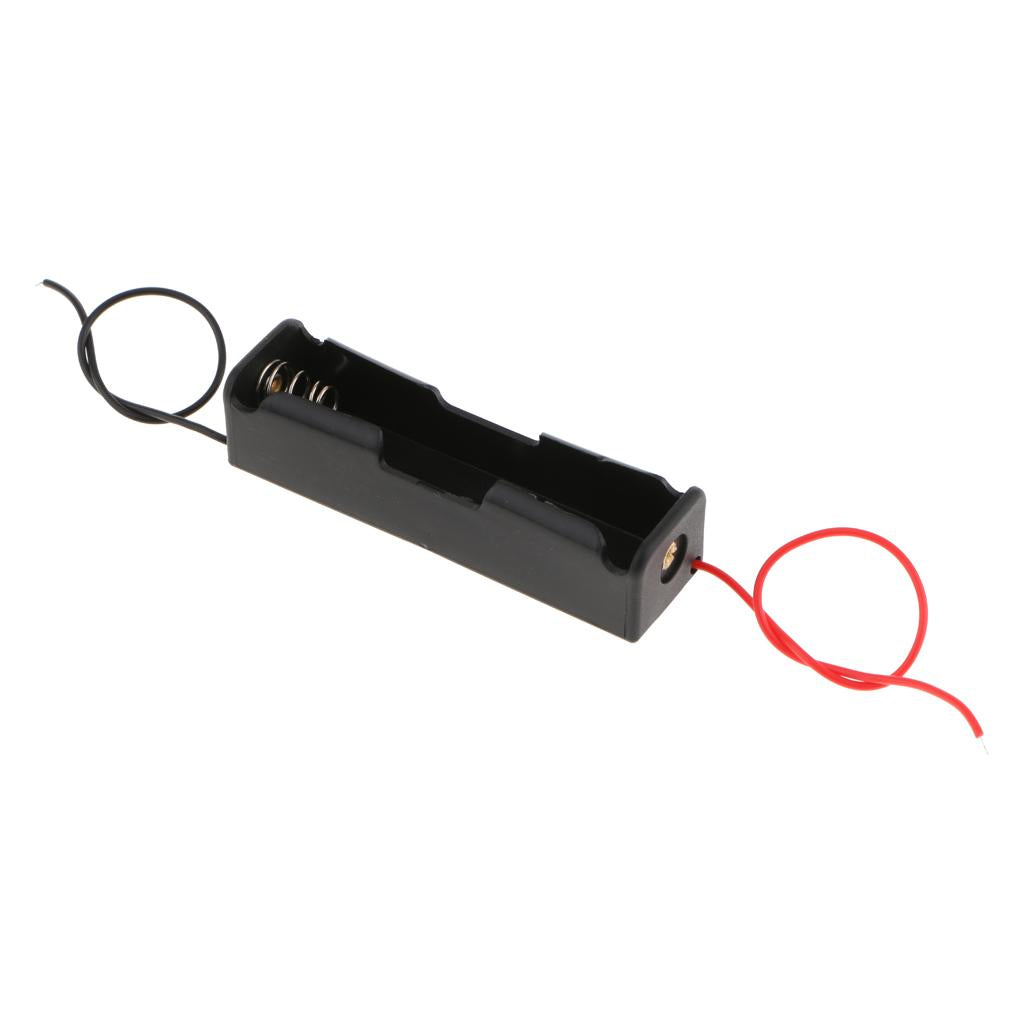 9Pc Wire Lead Battery Storage Box Case Holder for 18650 Single Battery Black