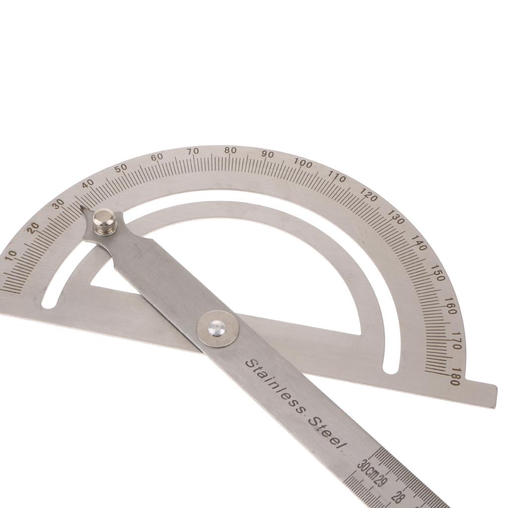 Stainless Steel Rotary Protractor Angle Rule Gauge Machinist Tool 0-300mm