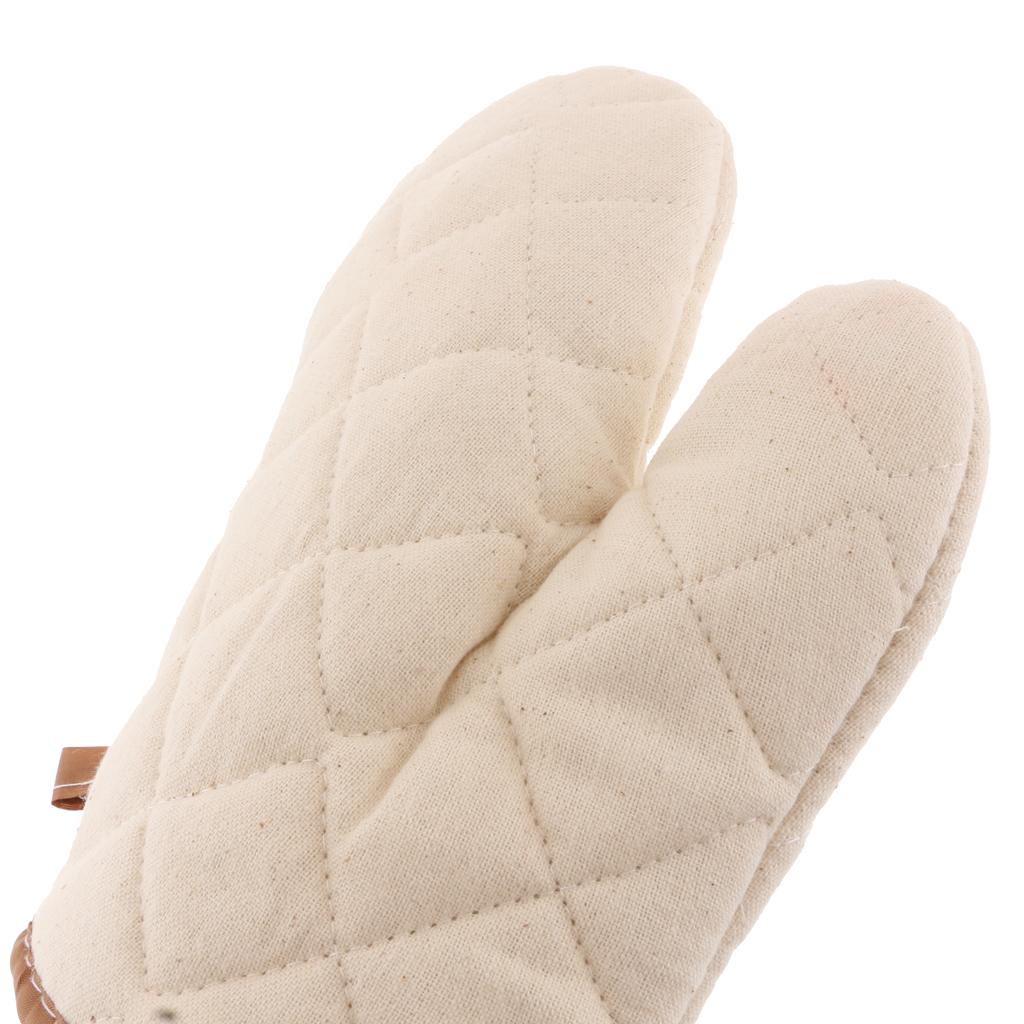 Heat Resistant Grilling Cooking Gloves Oven Mitts BBQ Tool Beige