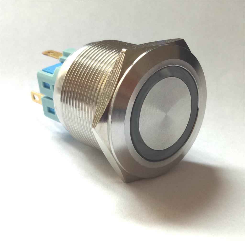 25mm 1NO 1NC Stainless Steel LED Momentary Push Button Starter Switch Green