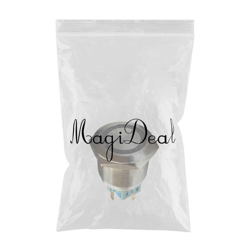 25mm 1NO 1NC Stainless Steel LED Momentary Push Button Starter Switch Green