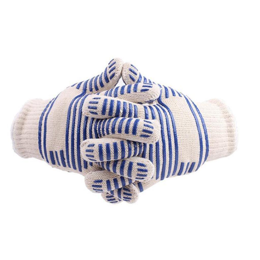 1 Pair of Double Layer Thickened Cotton High Temperature ResistantGloves BBQ