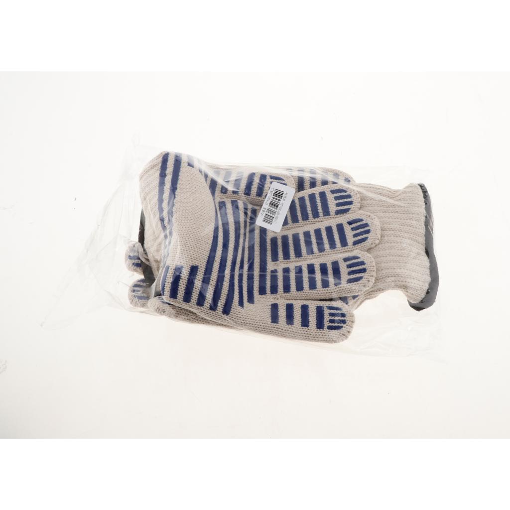 1 Pair of Double Layer Thickened Cotton High Temperature ResistantGloves BBQ