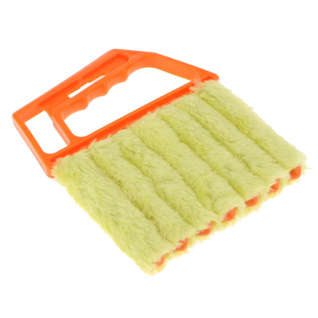 Venetian Blind Shutter Brush Window Air Conditioner Duster Dirt Cleaner Orange Handle + Yellow Brush