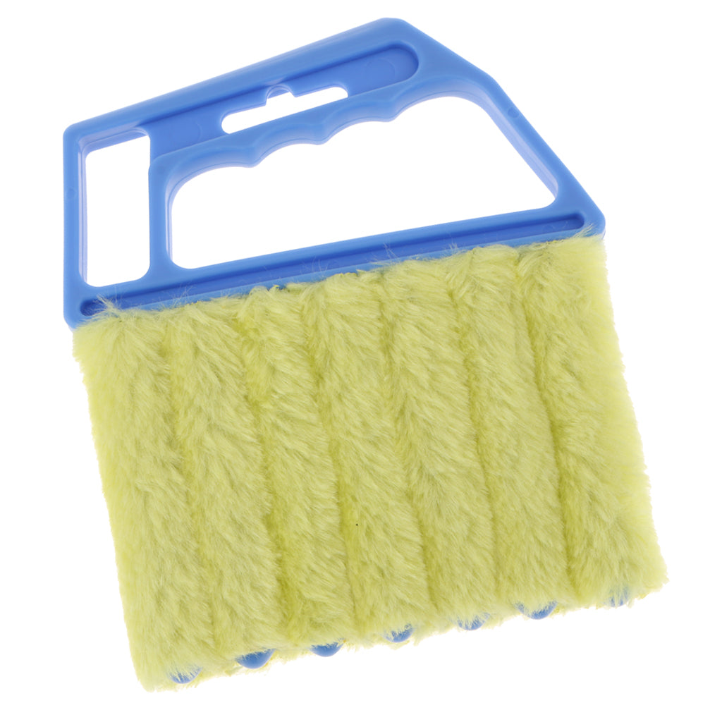 Venetian Blind Shutter Brush Window Air Conditioner Duster Dirt Cleaner Blue Handle + Yellow Brush