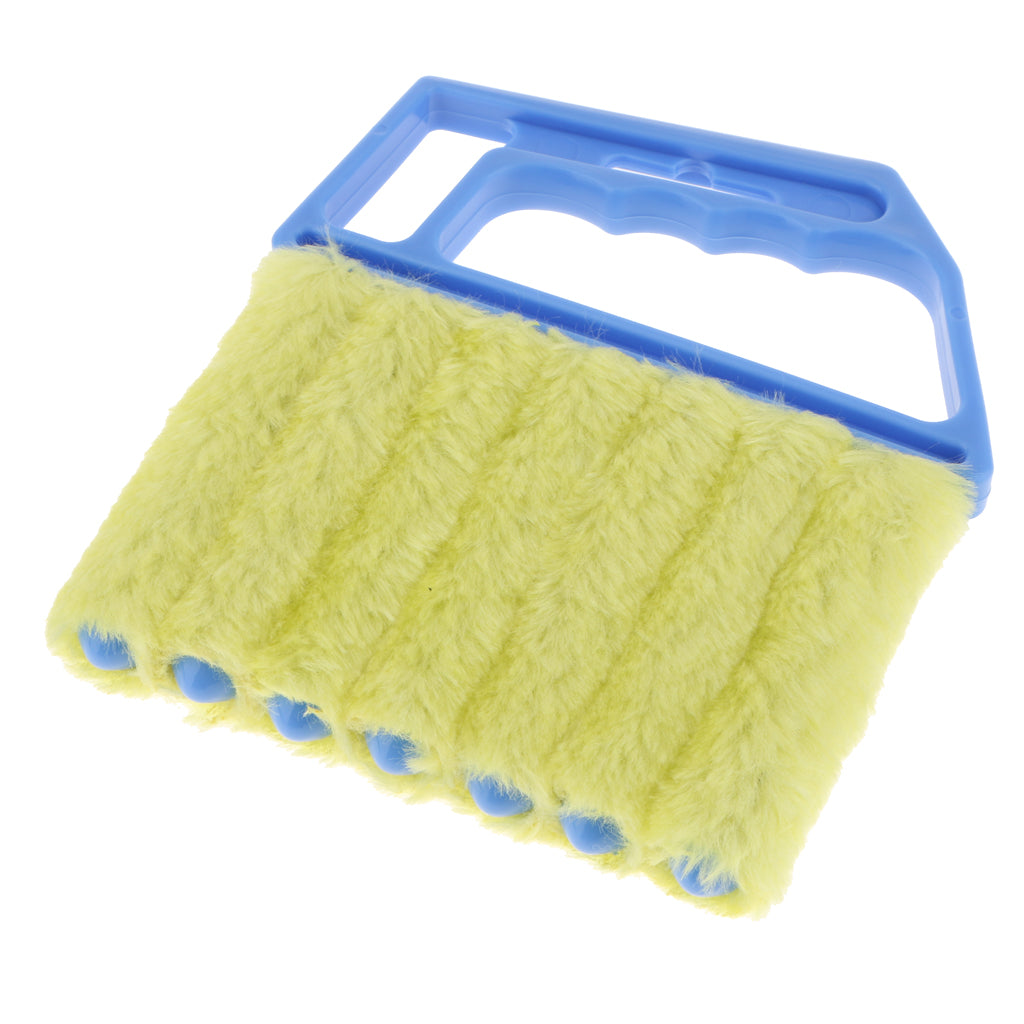 Venetian Blind Shutter Brush Window Air Conditioner Duster Dirt Cleaner Blue Handle + Yellow Brush