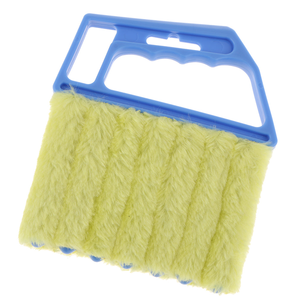 Venetian Blind Shutter Brush Window Air Conditioner Duster Dirt Cleaner Blue Handle + Yellow Brush