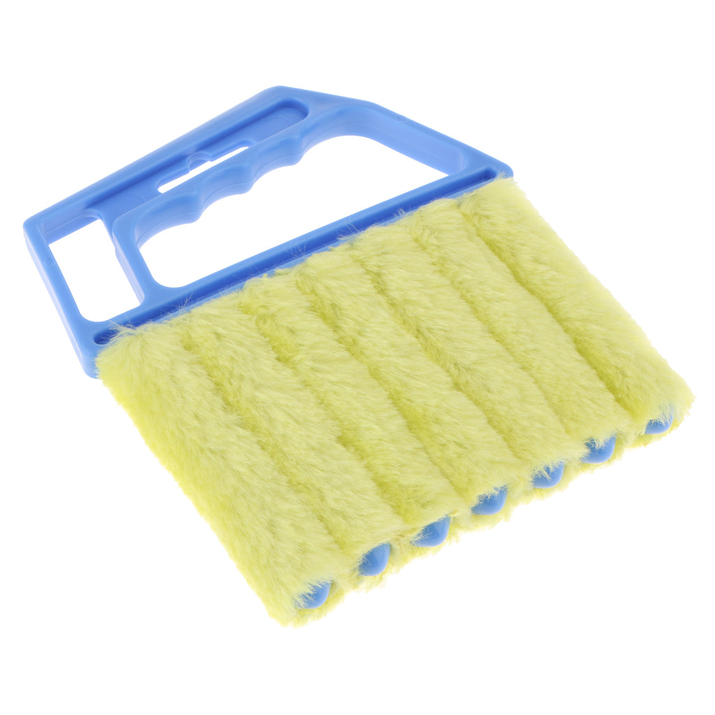 Venetian Blind Shutter Brush Window Air Conditioner Duster Dirt Cleaner Blue Handle + Yellow Brush