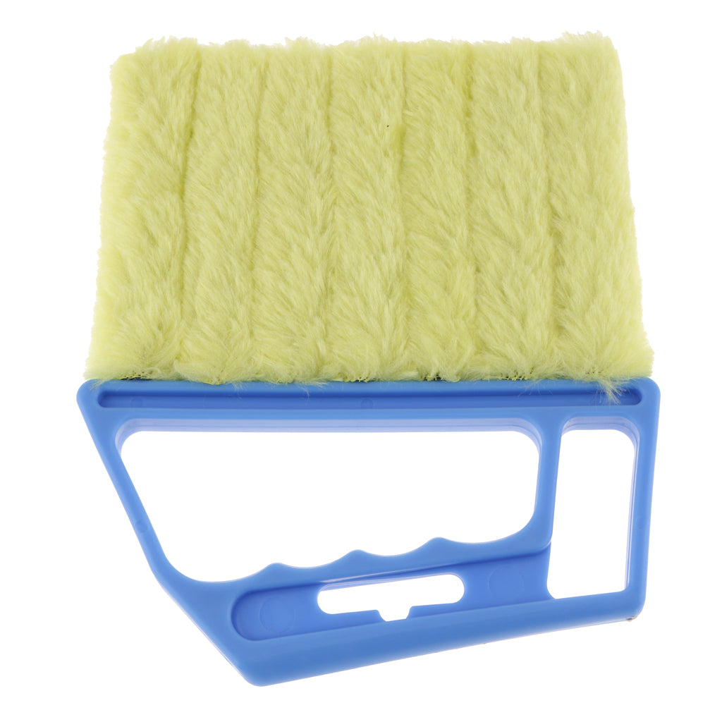 Venetian Blind Shutter Brush Window Air Conditioner Duster Dirt Cleaner Blue Handle + Yellow Brush