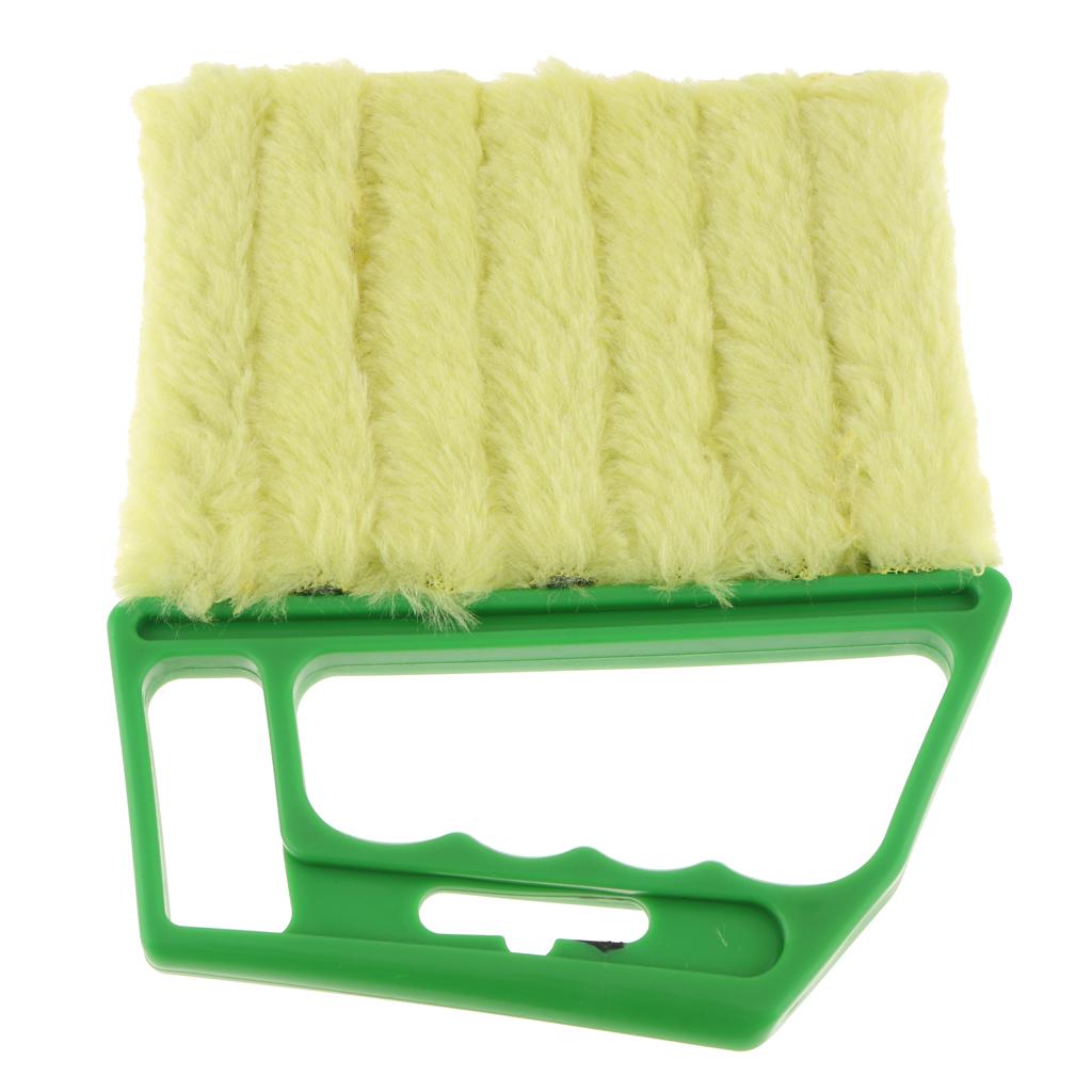 Venetian Blind Shutter Brush Window Air Conditioner Duster Dirt Cleaner Green Handle + Yellow Brush