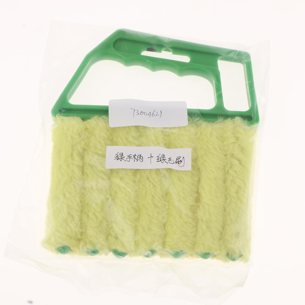 Venetian Blind Shutter Brush Window Air Conditioner Duster Dirt Cleaner Green Handle + Yellow Brush
