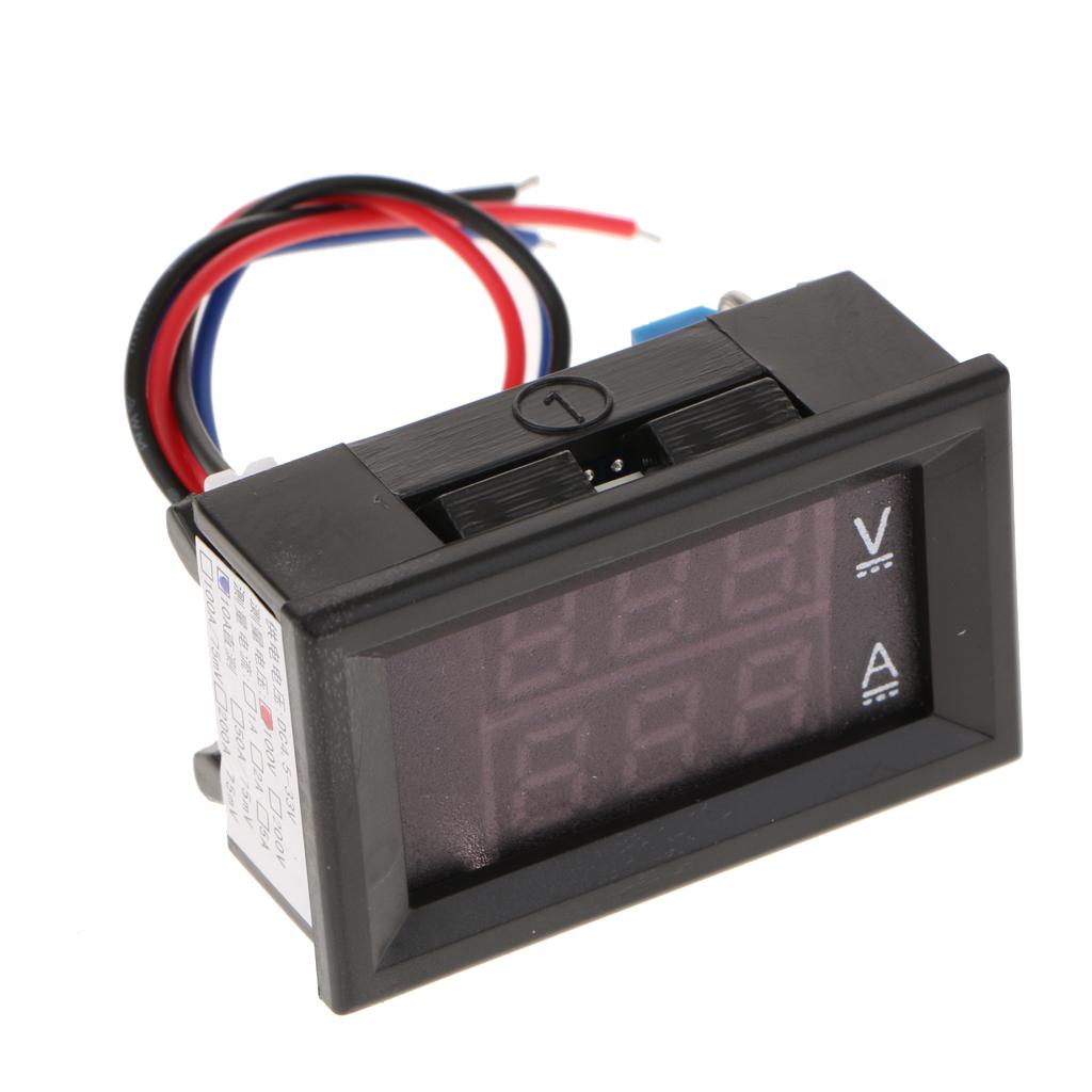 DC 0-100V LED Motor Dual Display Digital Voltage Current Meter 10A	 	