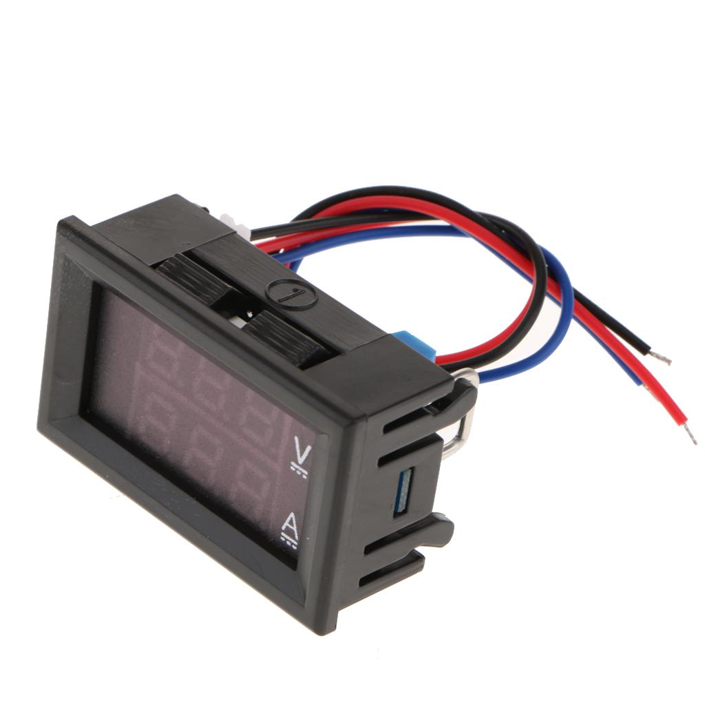 DC 0-100V LED Motor Dual Display Digital Voltage Current Meter 10A	 	