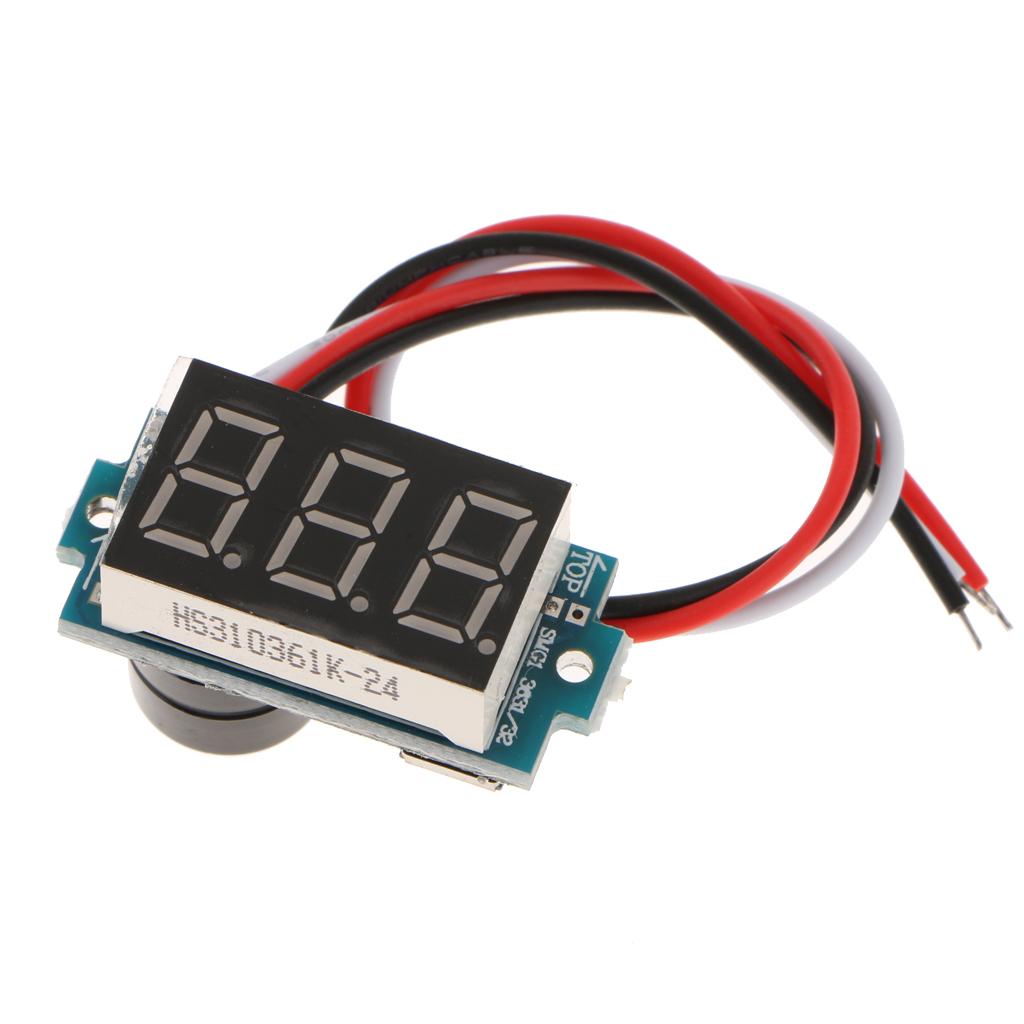3 Wire DC3.5-30V Digital Volt Meter Car Motor 0.36'' LED Flashing+Buzzer+Red