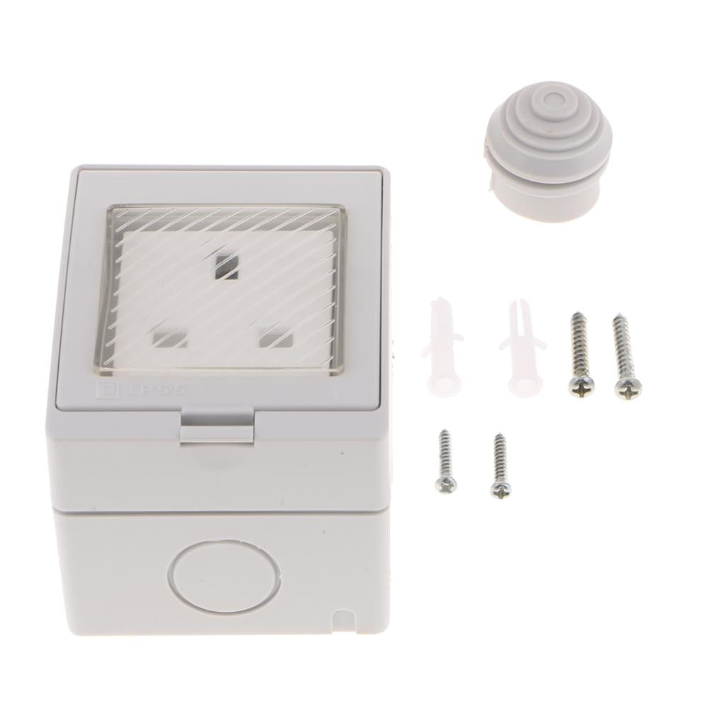 3 Pin Wall Socket Electrical Outlet Home Power Supply w/ Waterproof Cover