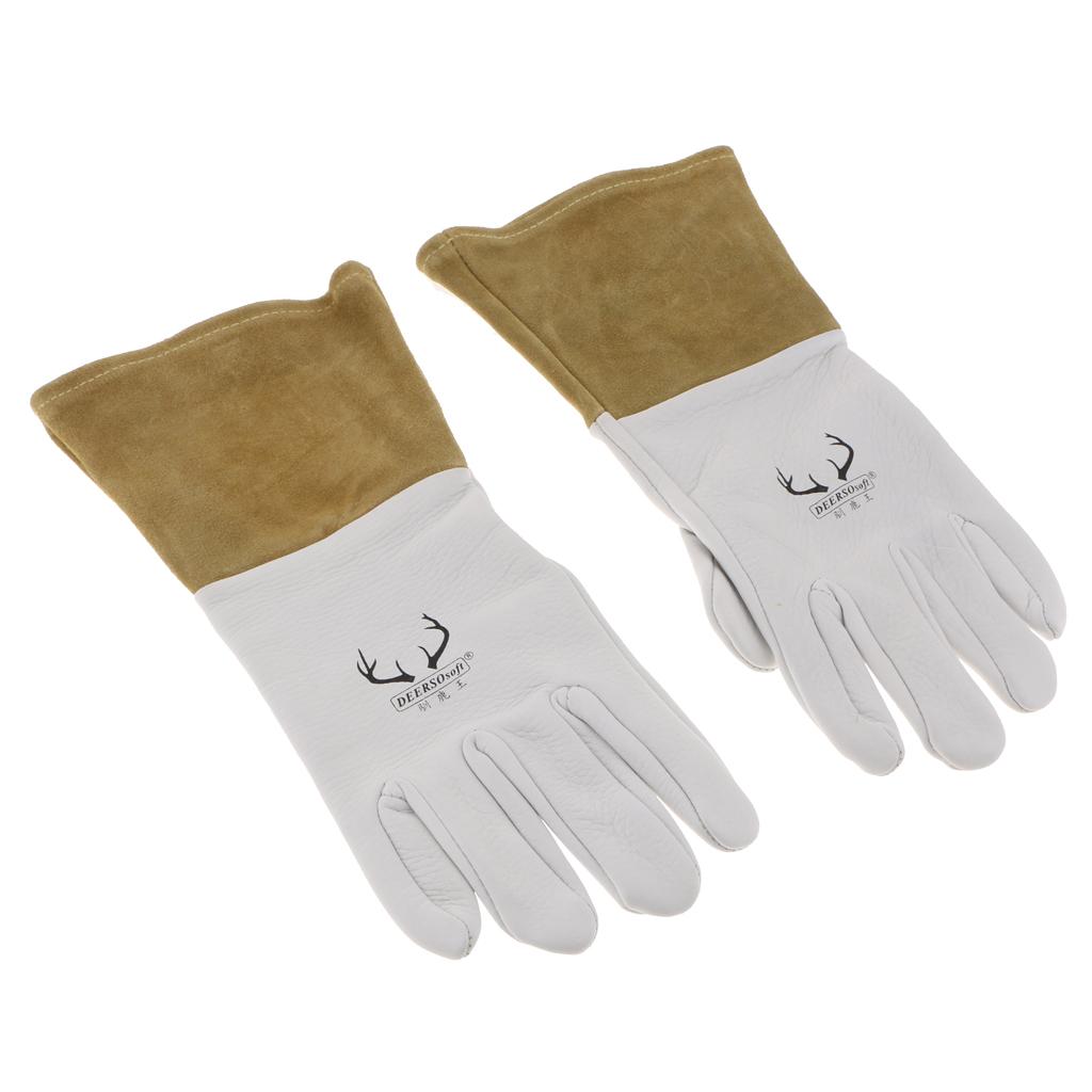 1 Pair of Soft Artificial Buckskin Argon Arc Welding Gloves Heat Resistant
