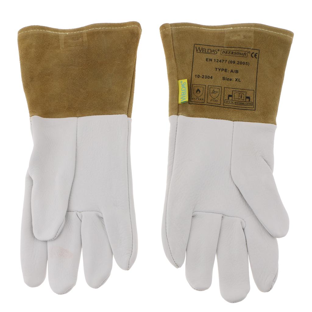 1 Pair of Soft Artificial Buckskin Argon Arc Welding Gloves Heat Resistant