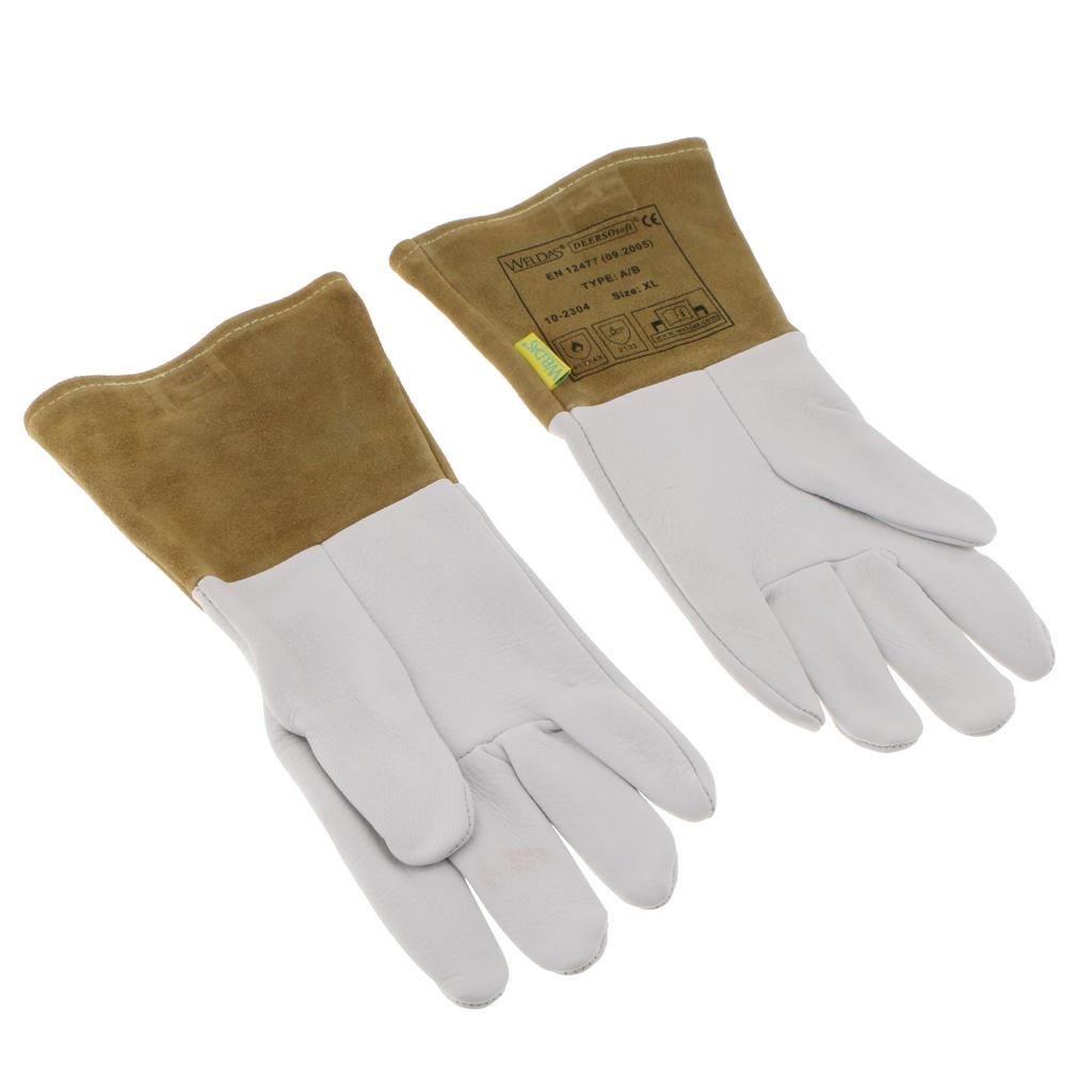 1 Pair of Soft Artificial Buckskin Argon Arc Welding Gloves Heat Resistant