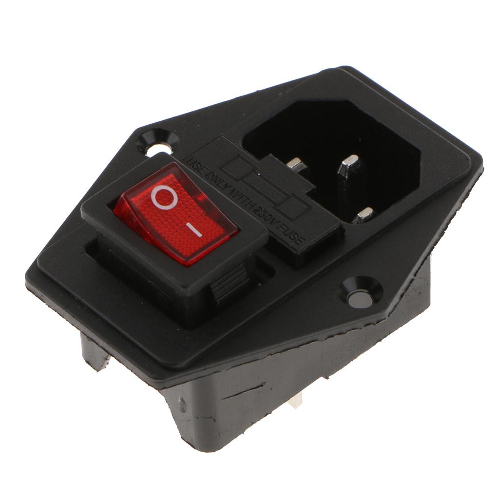3Pin Male Power Socket Inlet Module Plug Fuse Switch Parts for Power Module