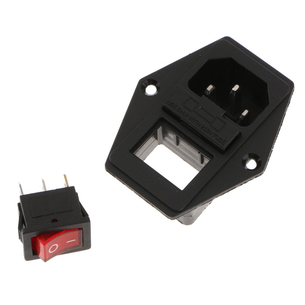 3Pin Male Power Socket Inlet Module Plug Fuse Switch Parts for Power Module
