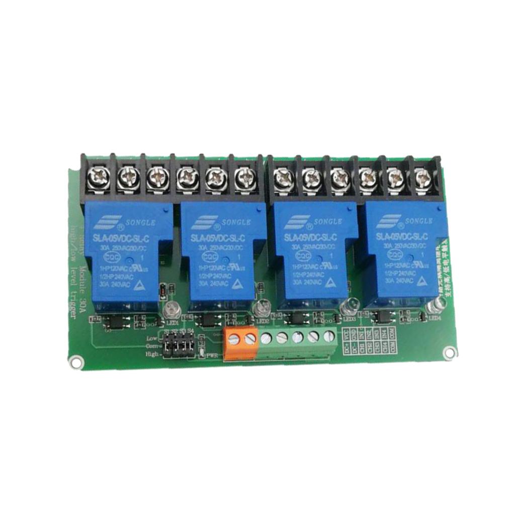 4 Channel 12V 30A Relay Module High and Low Level Trigger for