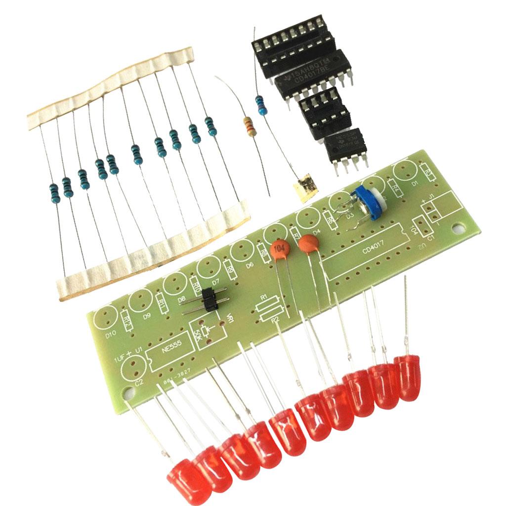 NE555+CD4017 Water Lamp 3-5V Stable Suite DIY Kits 10 Way Lamp DIY