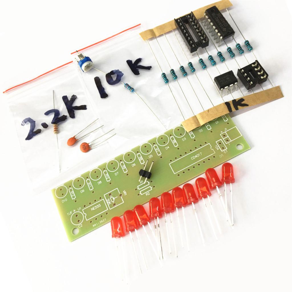 NE555+CD4017 Water Lamp 3-5V Stable Suite DIY Kits 10 Way Lamp DIY