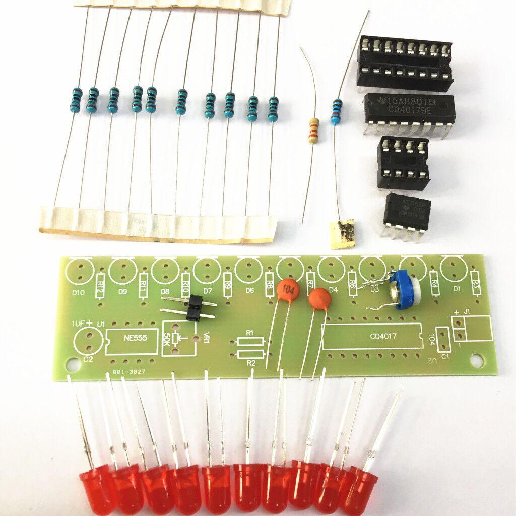 NE555+CD4017 Water Lamp 3-5V Stable Suite DIY Kits 10 Way Lamp DIY