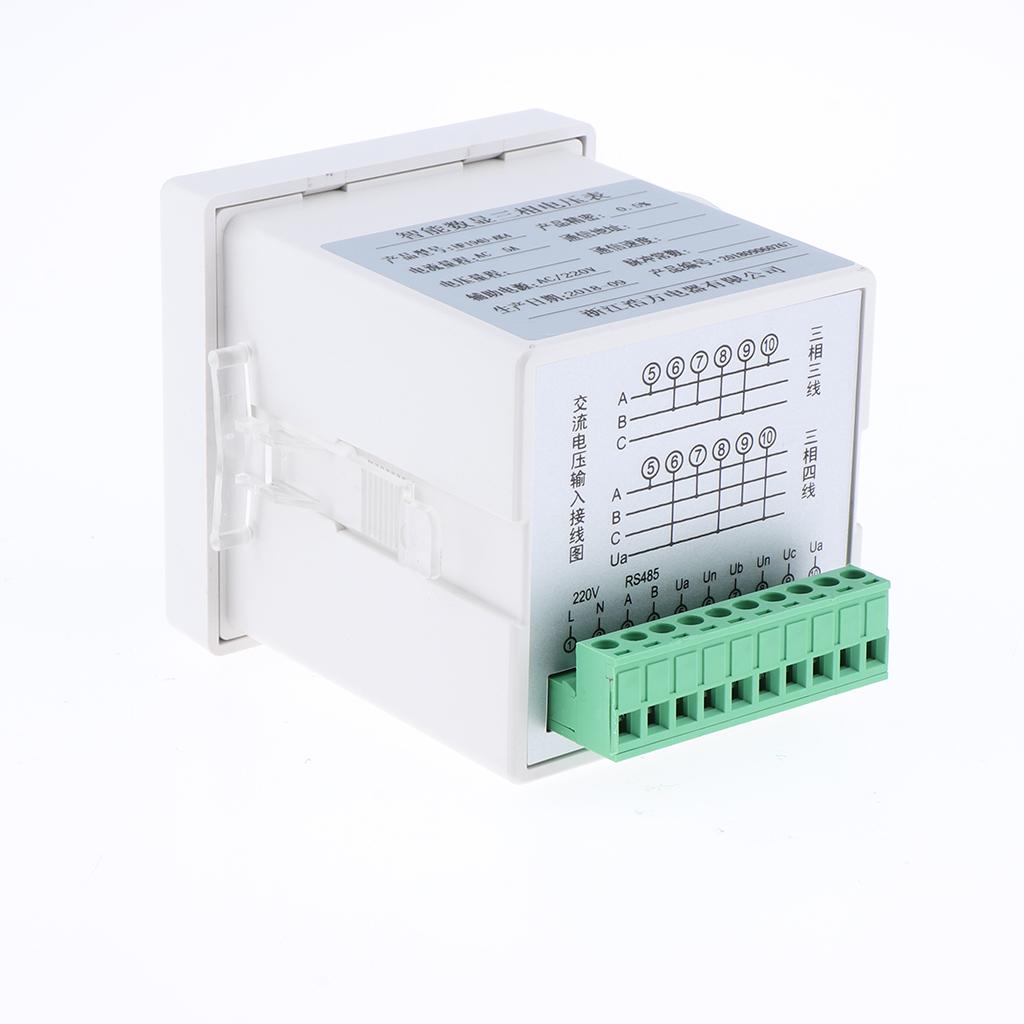AC 3 Phase Digital LED Din Rail Voltmeter Multi-function Meter HF194U AK4