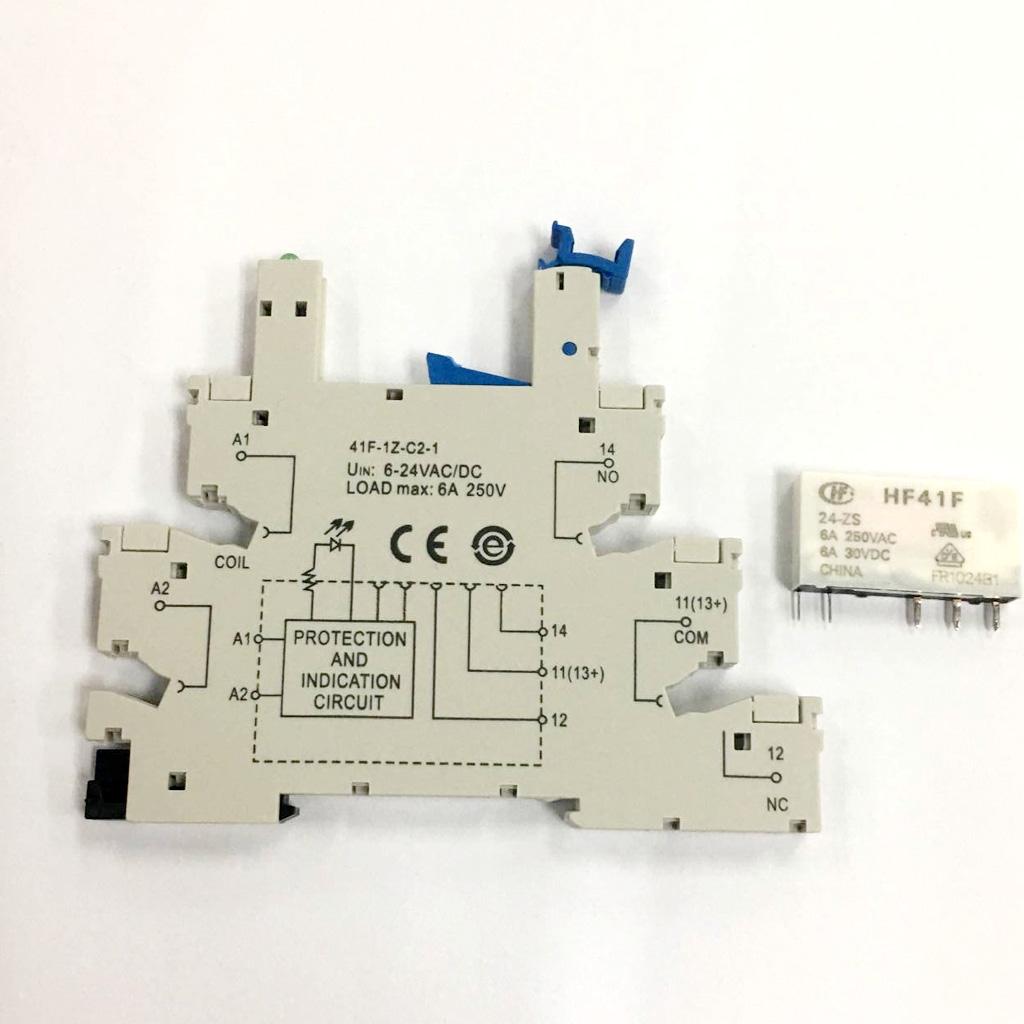 Hongfa HF41F PCB Relay 5-PIN Relay Socket 6-24V AC/DC 6A 41F-1Z-C2-1